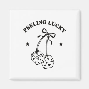 Feeling Lucky Retro Dice Valentine Cute Hearts Rib Magnet