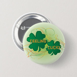 Feeling Lucky Shamrock Clovers 2 Inch Round Button