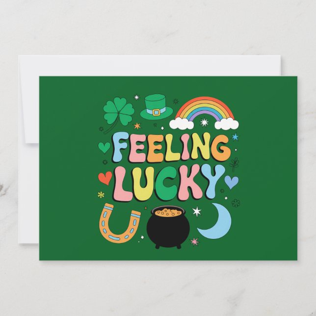 Feeling Lucky St Patricks Day Charm Irish Shamrock Invitation (Front)
