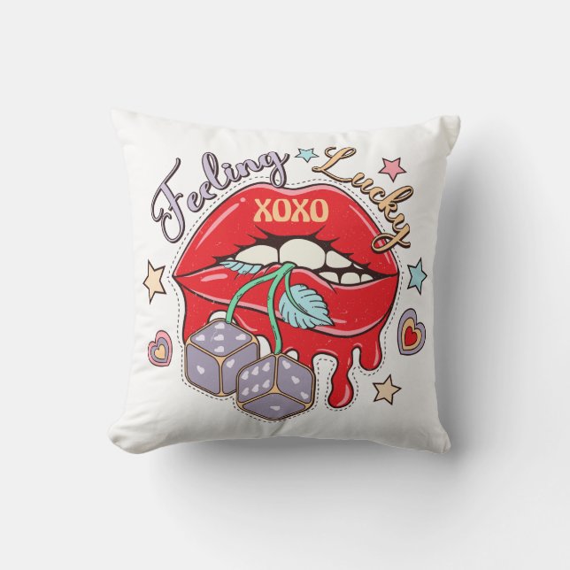 Feeling Lucky Throw Pillow (Front)