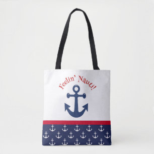 Feeling Nauti’  Summer Anchor Design Tote Bag
