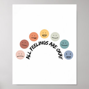 Feeling Okay Emotional Faces Mental Health Awarene Poster