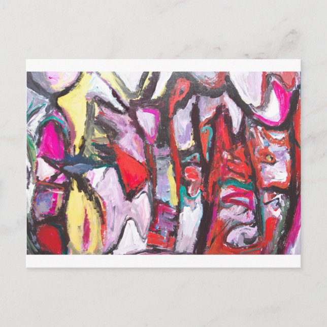 Feeling Pink rather than Red (abstract  painting) Postcard (Front)