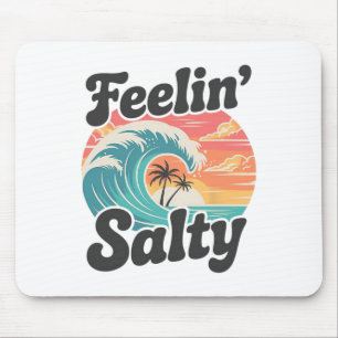 Feeling Salty Island Vacation Surfing Palm Retro B Mouse Pad