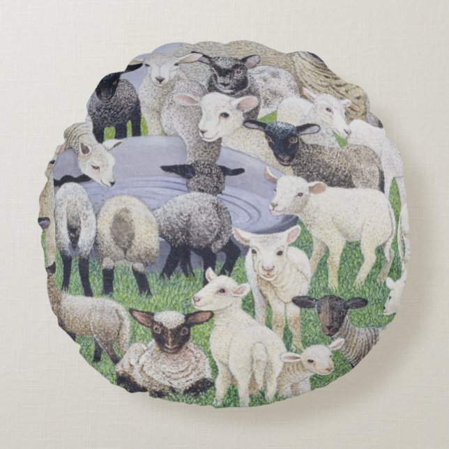 Feeling Sheepish Round Pillow (Front)