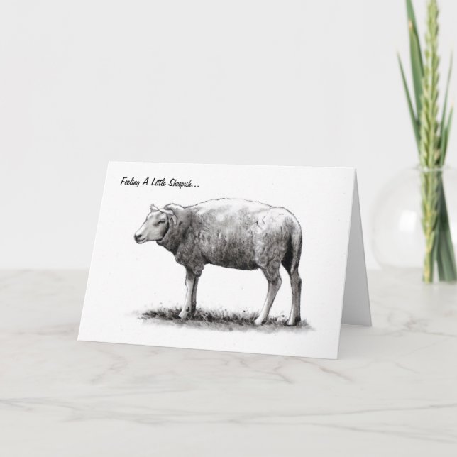 Feeling Sheepish: Sheep in Pencil: Apology Card (Front)
