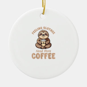 Feeling Slothee Need More Coffee Funny Sloth Love  Ceramic Ornament