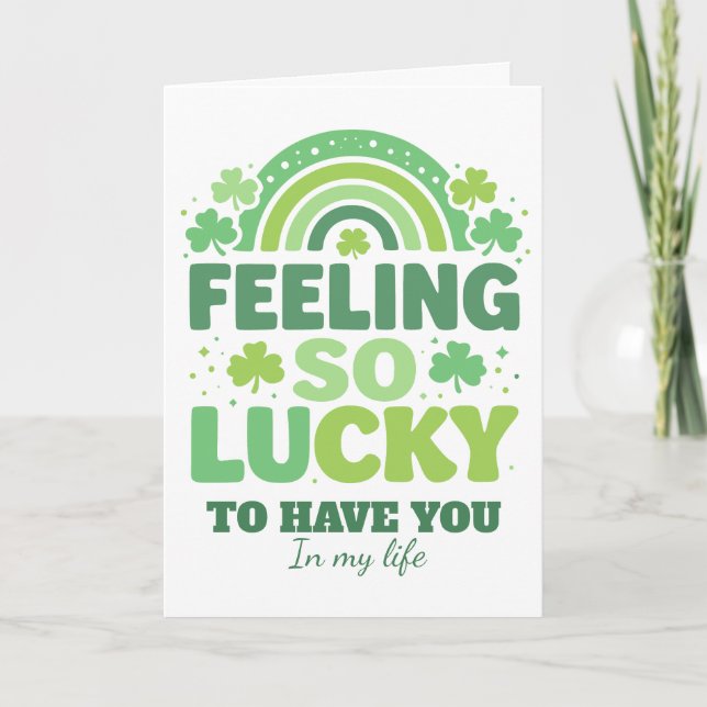 Feeling So Lucky Retro St. Patrick's Day Rainbow Holiday Card (Front)