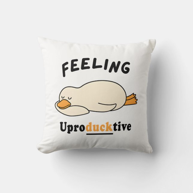 Feeling Unproductive Funny Sleeping Duck Meme Throw Pillow (Front)