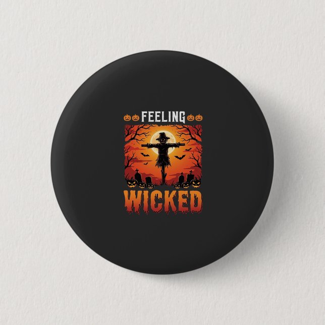 Feeling Wicked Halloween Scarecrow Design_1 2 Inch Round Button (Front)