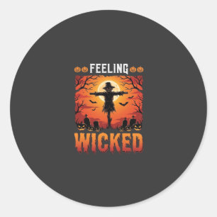 Feeling Wicked Halloween Scarecrow Design_1 Classic Round Sticker