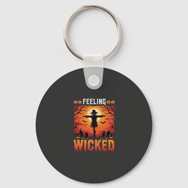 Feeling Wicked Halloween Scarecrow Design_1 Keychain (Front)