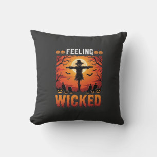 Feeling Wicked Halloween Scarecrow Design_1 Throw Pillow