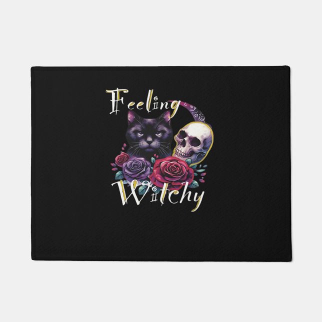 Feeling Witchy Black Cat Classic T-Shirt Doormat (Front)