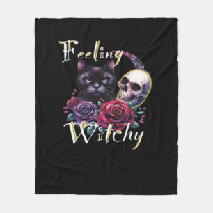 Feeling Witchy Black Cat Classic T-Shirt Fleece Blanket