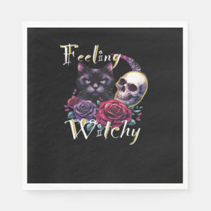 Feeling Witchy Black Cat Classic T-Shirt Napkin