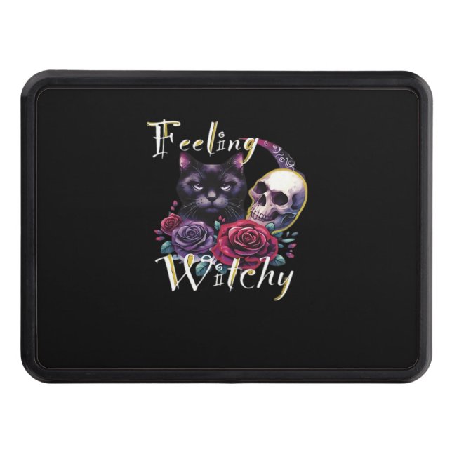 Feeling Witchy Black Cat Classic T-Shirt Trailer Hitch Cover (Front)