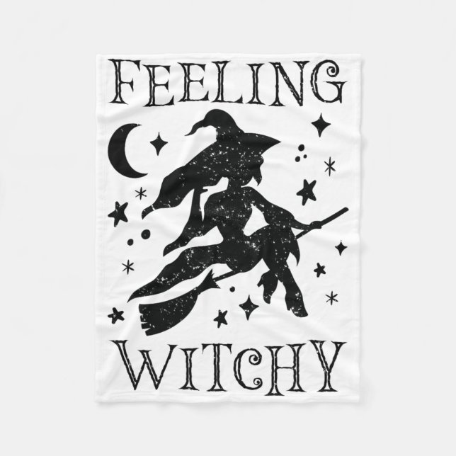 Feeling Witchy Funny Halloween Witch Vibes Kinda N Fleece Blanket (Front)