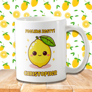 Feeling Zesty Cute Kawaii Lemon personalized  Coffee Mug