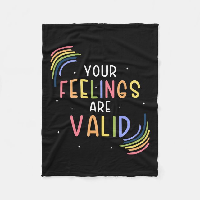 Feelings Are Valid Counsellor Mental Health Awaren Fleece Blanket (Front)
