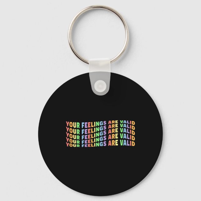 Feelings Are Valid Mental Health Pastel Pride Y2k  Keychain (Front)