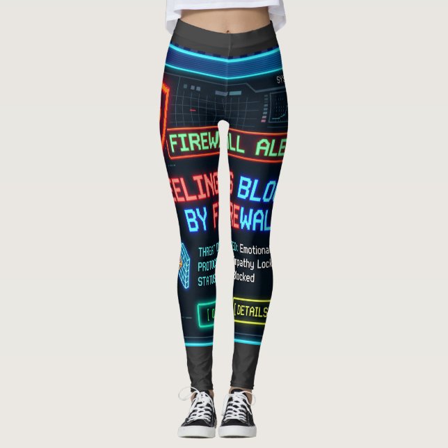 Feelings Blocked By Firewall Funny Cyber Security  Leggings (Front)