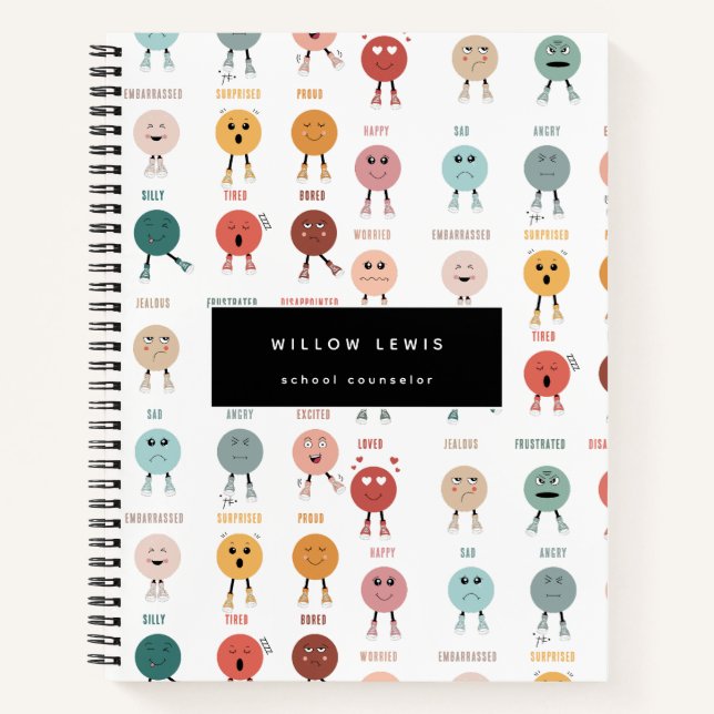 Feelings Emotions Faces Chart School Counsellor Notebook (Front)