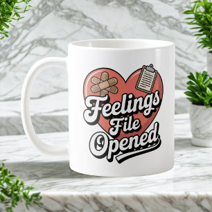 Feelings File Opened Self-Aware Healing Humor Coffee Mug
