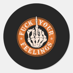 Feelings Halloween Skeleton Hand Middle Finger Classic Round Sticker