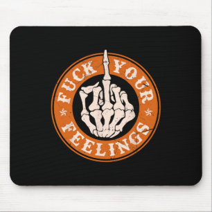 Feelings Halloween Skeleton Hand Middle Finger Mouse Pad