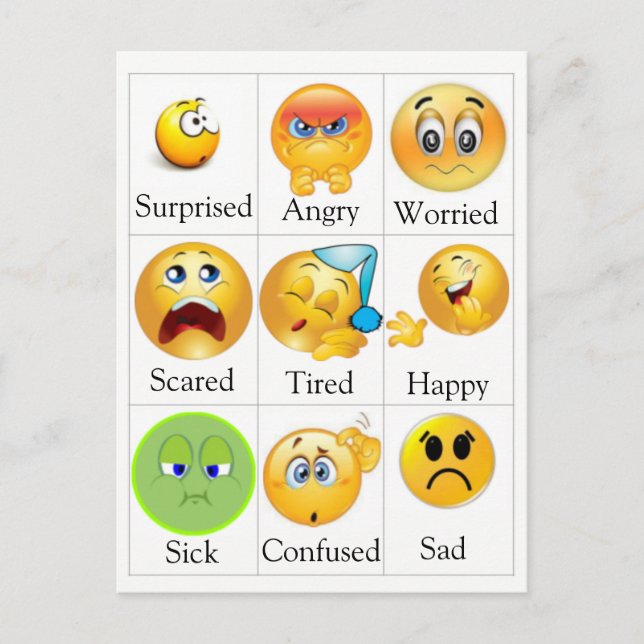 Feelings Postcard - PECS. Text can be edited. (Front)