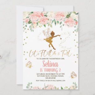 Fées florales roses Papillon Invitation d'annivers