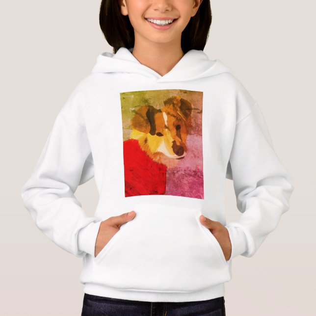 Fee's Hand-Painted Dog Portrait Hoodie (Front)