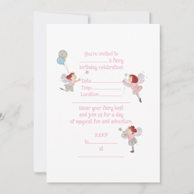 Fées Red Head Invitation d'anniversaire (Devant)