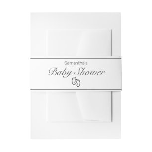 Feet Modern Minimalist White Black Baby Shower Invitation Belly Band