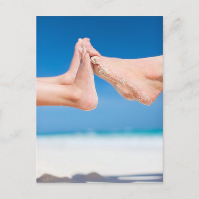Feet on tropical sand postcard (Front)