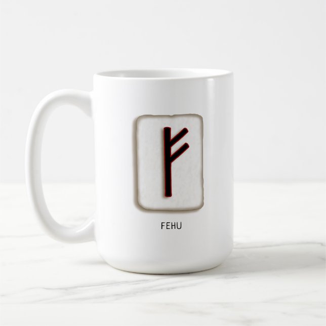 Fehu Rune Stone Mug (Gauche)