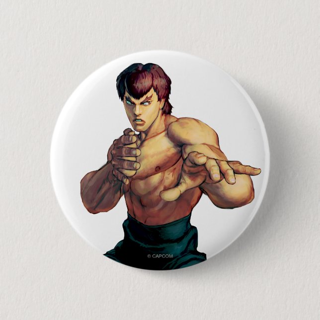 Fei Long Hands Raised 2 Inch Round Button (Front)
