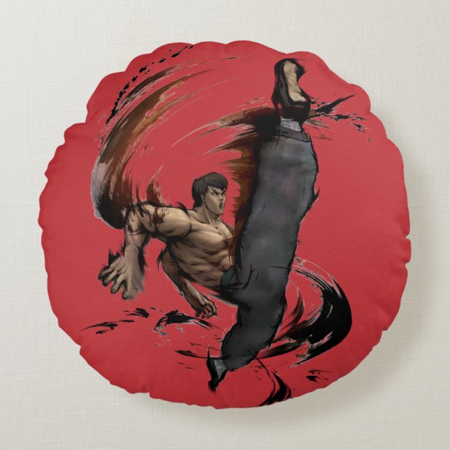 Fei Long High Kick Round Pillow (Front)