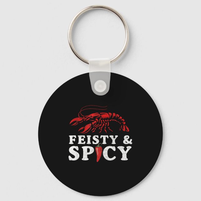 Feisty And Scy Funny Crawfish Boil Cute Mardi Gras Keychain (Front)