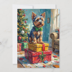 Feisty Australian Terrier King of Christmas Gifts Holiday Card
