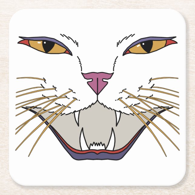 Feisty Cat Lover Square Paper Coaster (Front)