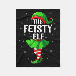 Feisty Elf Christmas Girls Women Elf Squad Xmas Fa Fleece Blanket
