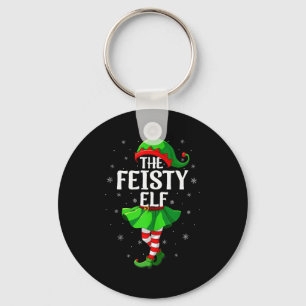 Feisty Elf Christmas Girls Women Elf Squad Xmas Fa Keychain