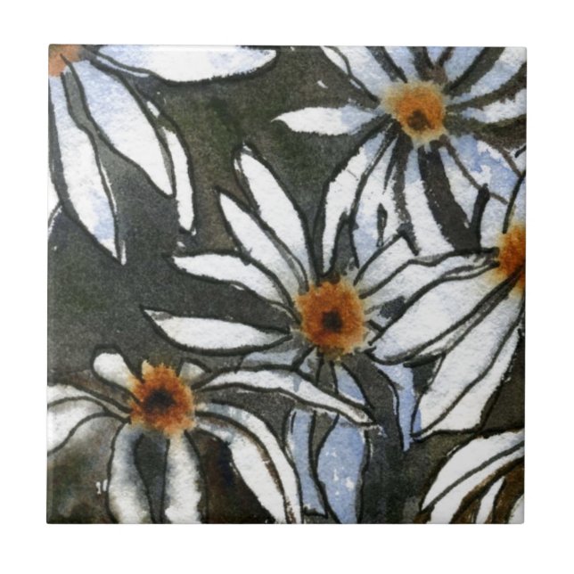"Feisty Floral" Kitchen Garden Ceramic Tile (Front)