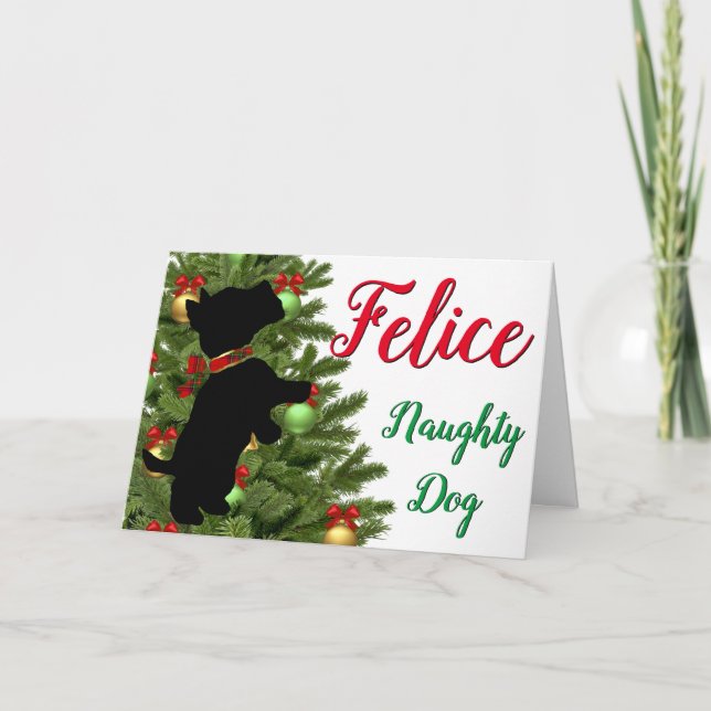 Felice Naughty Dog Holiday Card (Front)