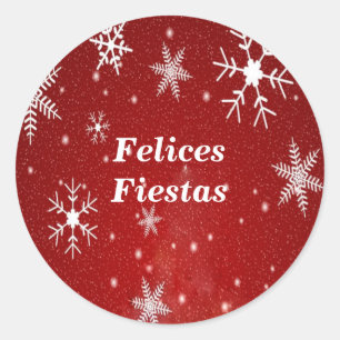 Felices Fiestas Snowflakes avec Stickers Rouge