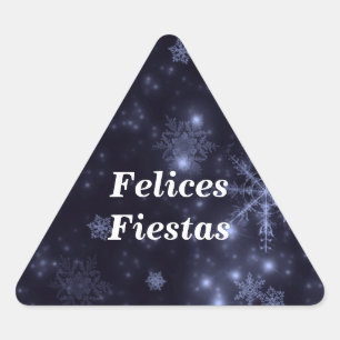 Felices Fiestas Snowflakes Stickers Midnight Blue