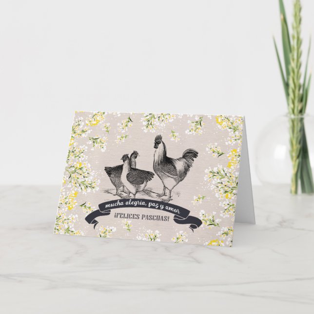 Felices Pascuas. Carte Pâques en espagnol (Devant)