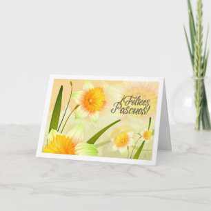 Felices Pascuas. Daffodil Easter Card in Spanish